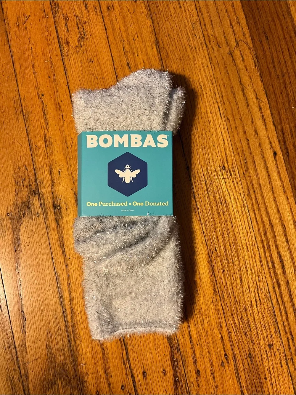 Bombas Women’s Fuzzy Calf Socks in Pink and Light Gray (2 pairs)